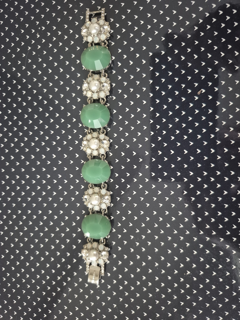 Lia Sophia Mint Green Stone, Pearl & Clear Crystal Bracelet - Picture 2 of 5